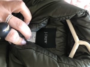 J. Crew olive green puffer jacket