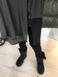 black leggings, black fur lined boots