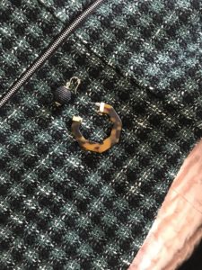 tortoise shell hoops, beaded ball drop earrings